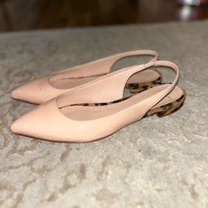 J Crew Nude + Leopard Print Sling Back Sandal